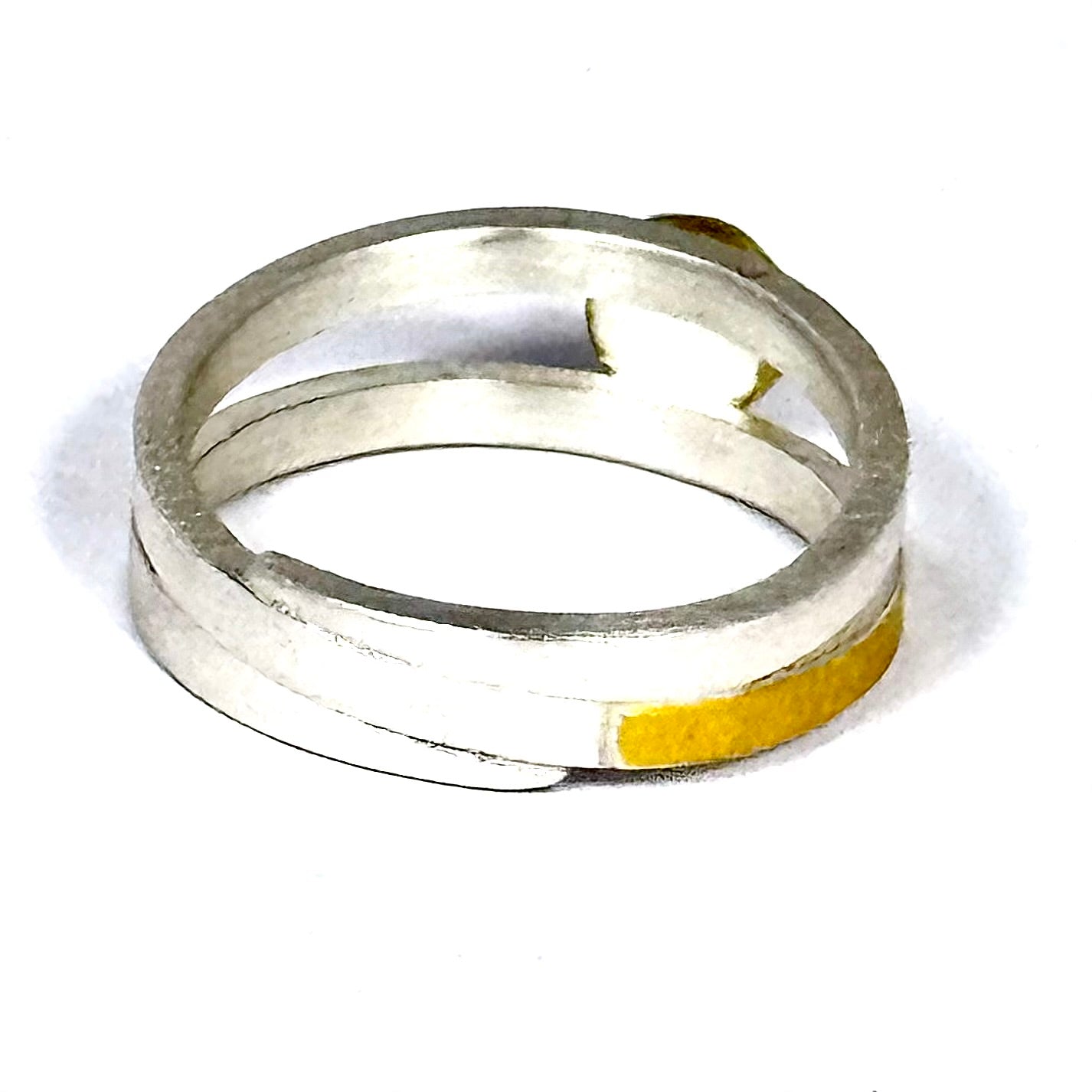 Silver and Gold Ring with round Opal