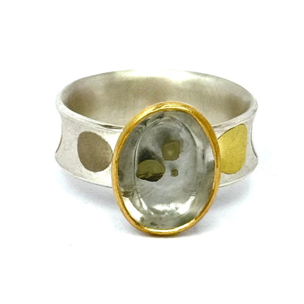 Pyrite in Quartz Statement Ring