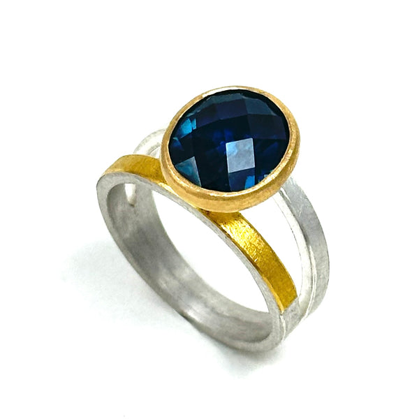 Silver and 22ct gold Topaz ring