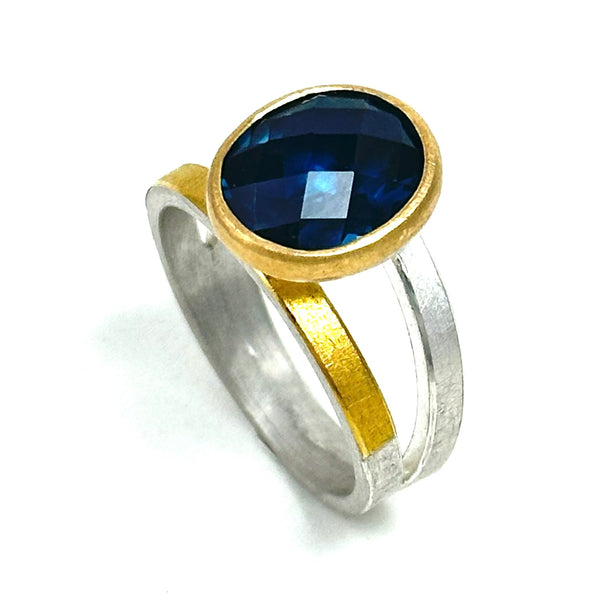 Silver and 22ct gold Topaz ring