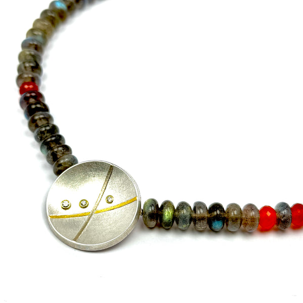 Labradorite Necklace diamond pendant