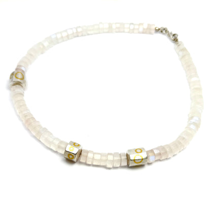 Moonstone Necklace with silver and gold beads
