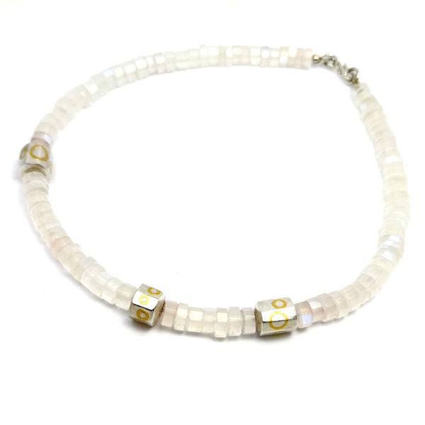 Moonstone Necklace with silver and gold beads