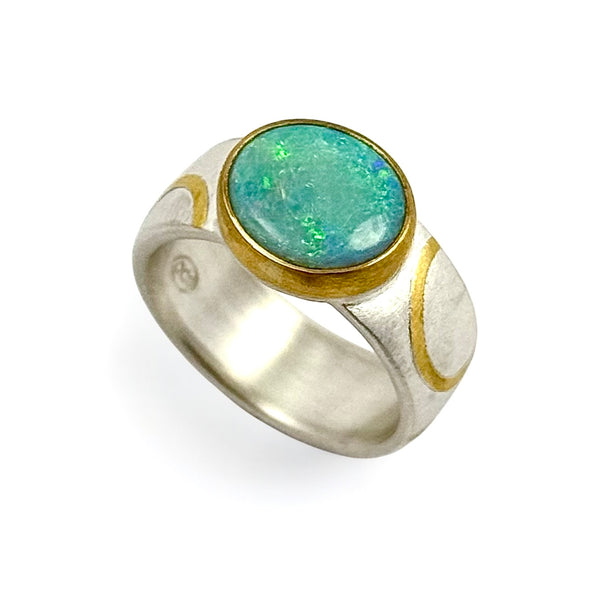 Silver and Gold Opal Ring