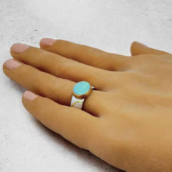 Silver and Gold Opal Ring