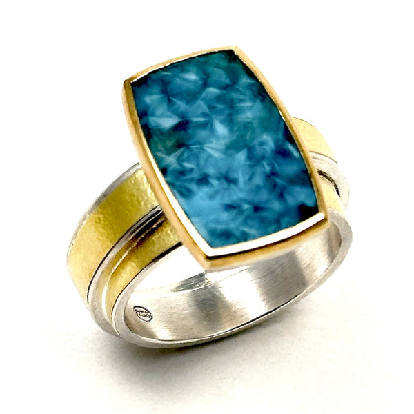 Square Guilalite in Quartz Ring