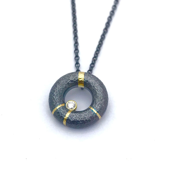 Oxidised diamond pendant