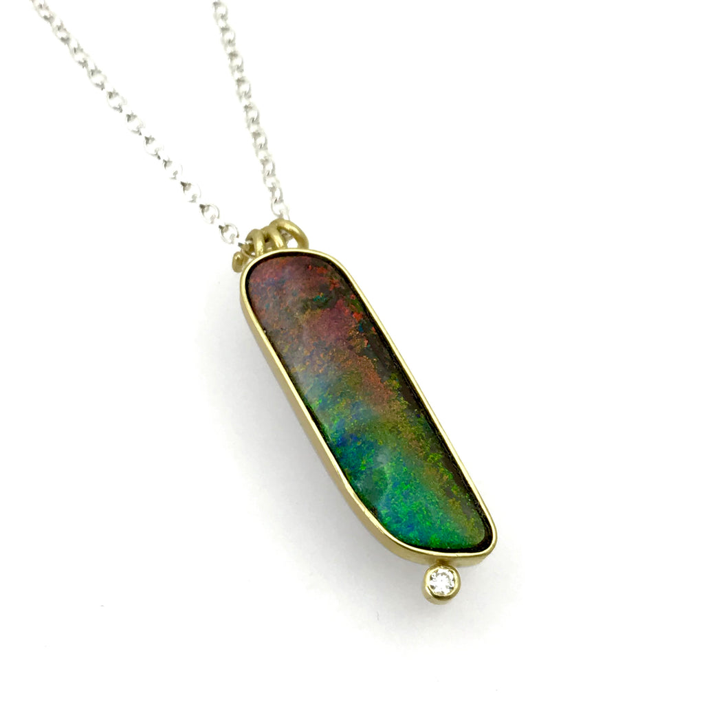 Orla Cluster Opal with Sapphire Pendant Yellow Gold - Bario Neal