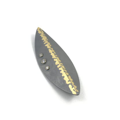 Oxidised Leaf Brooch