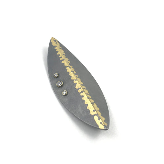 Oxidised Leaf Brooch