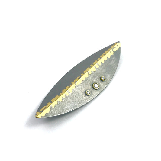 Oxidised Leaf Brooch
