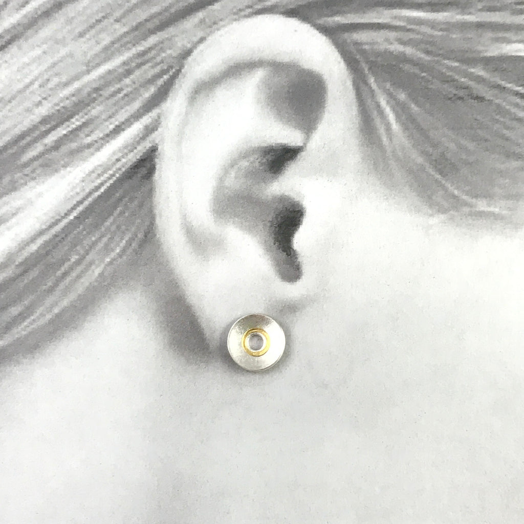 Round silver and gold earstuds