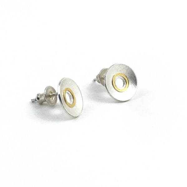 Round silver and gold earstuds