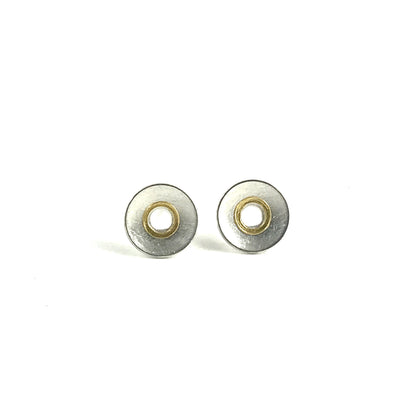 Round silver and gold earstuds