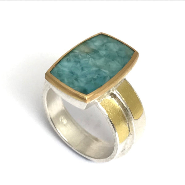 Square Guilalite in Quartz Ring