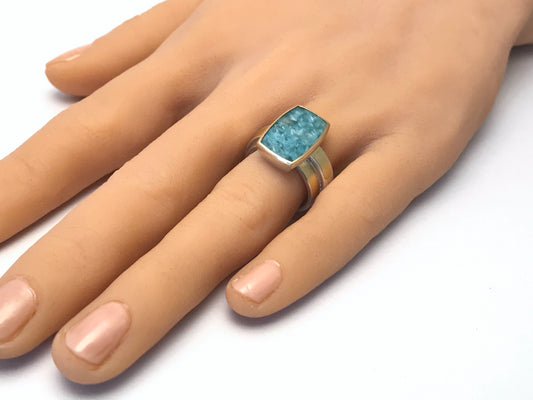 Square Guilalite in Quartz Ring